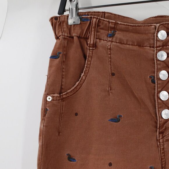 Anthropologie Pants Womens 27 Pilcro The Arch Tapered Embroidered Duck bowleg - Picture 2 of 13